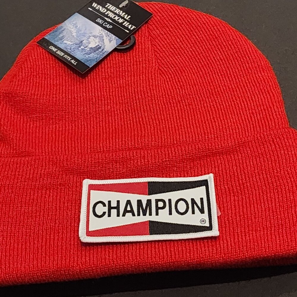 Champion Knit Cuffed Beanie in Red